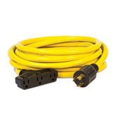 Champion cable extensor frontal mostrando tomas y enchufe, confiabilidad inmediata
