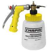 CHAPIN pulverizador frontal mostrando tanque y mango cómodo para tareas largas