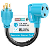 CircleCord adaptador frontal mostrando forma y clavijas, seguridad inmediata