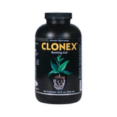 Clonex gel enraizante frasco delantero mostrando etiqueta y volumen, confianza profesional