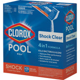 CLOROX Pool&Spa empaque frontal muestra 6 paquetes y limpieza rápida