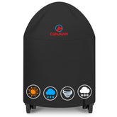Comnova funda frontal mostrando ajuste perfecto en Char-Griller AKORN, protege contra agua