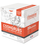COOHGRUBS frente del envase mostrando la caja y bolsa resellable, facilita almacenamiento