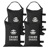 CROWN SHADES frontal del saco negro mostrando diseño y sujeción