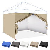 CROWN SHADES frontal de lona beige protegiendo del sol y la lluvia