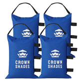 CROWN SHADES frontal del paquete mostrando los sacos azules y la capacidad