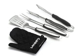 Cuisinart set frontal con empaquetado mostrando todas las piezas para parrilla