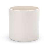 D'vine Dev maceta frontal 10 in oatmeal mostrando forma cilíndrica y estética moderna