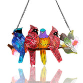 DASTOLL colgante frontal con cinco pájaros mostrando colores vivos y encanto