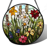 DASTOLL colgante frontal mostrando flores silvestres y brillo para decorar ventanales