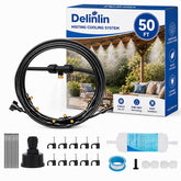 Delinlin vista frontal del kit con accesorios y tubería ofreciendo instalación rápida
