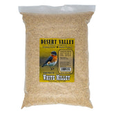 Desert Valley envase frontal de mijo blanco mostrando la bolsa resellable y beneficio de frescura