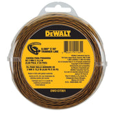DEWALT hilo frente del empaque muestra longitud y diámetro, ahorro de recambios