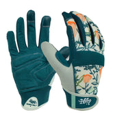 DIGZ guante frontal coral floral mostrando ajuste femenino y estilo