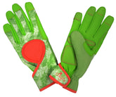 DIGZ guantes frente con diseño hojas verdes, aspecto estilizado y protección