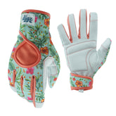 DIGZ guantes vista frontal con etiqueta, protección y estilo para jardinería
