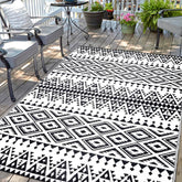 DiiKoo vista frontal de la alfombra exterior con diseño bohemio, aporta estilo durable