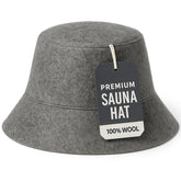 DIVELUX gorro sauna frontal mostrando diseño panamá gris y protección térmica