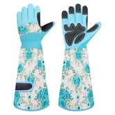 DLY guantes de jardinería frontal paquete mostrando diseño y color azul para protección al trabajar