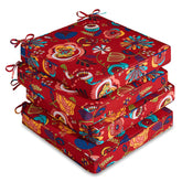 downluxe vista frontal del set de 4 cojines Sonia Scarlet, aspecto elegante y protección