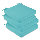 downluxe empaque frontal del set de 4 cojines teal mostrando tamaño