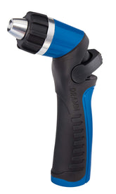 Dramm pistola frontal azul mostrando ergonomía y agarre cómodo
