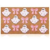 Dunzy felpudo frontal con fantasma rosa que decora la entrada