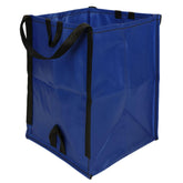 DURASACK bolsa frontal azul mostrando tamaño y apertura útil