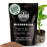 DYNOMYCO empaque frontal mostrando 340 g y uso en jardinería