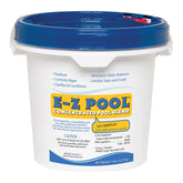 E-z Pool envase frontal de 5 lb mostrando etiqueta y fácil almacenaje