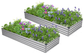 Easllre vista frontal de jardinera galvanizada, durabilidad y espacio de cultivo