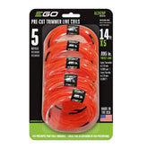 EGO Power+ hilo trenzado frente del empaque mostrando pack de 5 y beneficios de durabilidad