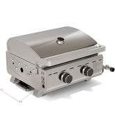 Electactic vista frontal de la parrilla en acero inoxidable, potencia portátil