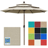 EliteShade vista frontal de la sombrilla beige mostrando sombra amplia