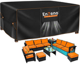 Enzeno vista frontal de la funda protegiendo mesa completa, protección total