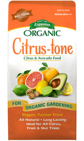 Espoma Citrus-Tone bolsa frontal mostrando diseño y peso de 4 lb, fácil identificación