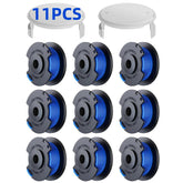 Eventronic paquete frontal con 9 carretes mostrando compatibilidad Ryobi y reposición confiable