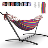 EveryFun vista frontal de la hamaca doble con soporte, comodidad inmediata