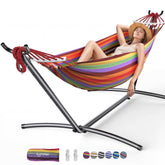 Everyfun vista frontal de la hamaca doble mostrando confort y capacidad