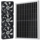 Fanspex vista frontal del panel y ventiladores, potencia solar eficiente