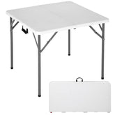 FDW mesa plegable frontal mostrando diseño blanco y estabilidad