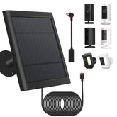 Fehuatenda panel frontal mostrando placa solar útil para cargar cámaras Ring