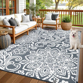 Findosom vista frontal de la alfombra mandala, aporta estilo al patio