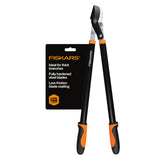 Fiskars frontal del producto mostrando la lopera y beneficios de ergonomía