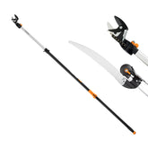 Fiskars podadora frontal mostrando diseño ligero y alcance extendido