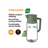 Fiskars regadera frontal transparente mostrando diseño elegante y control