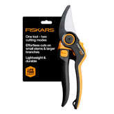 Fiskars vista frontal de las tijeras mostrando diseño y controles, comodidad inmediata