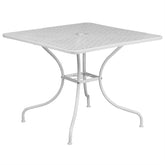 Flash Furniture mesa frontal blanca mostrando diseño elegante y versatilidad
