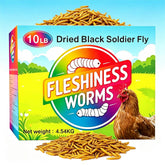 FLESHINESS WORMS frente del empaque mostrando el contenido y tamaño 10lb, solución a granel