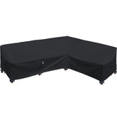 Flexiyard vista frontal de la funda para sofá seccional protegiendo muebles